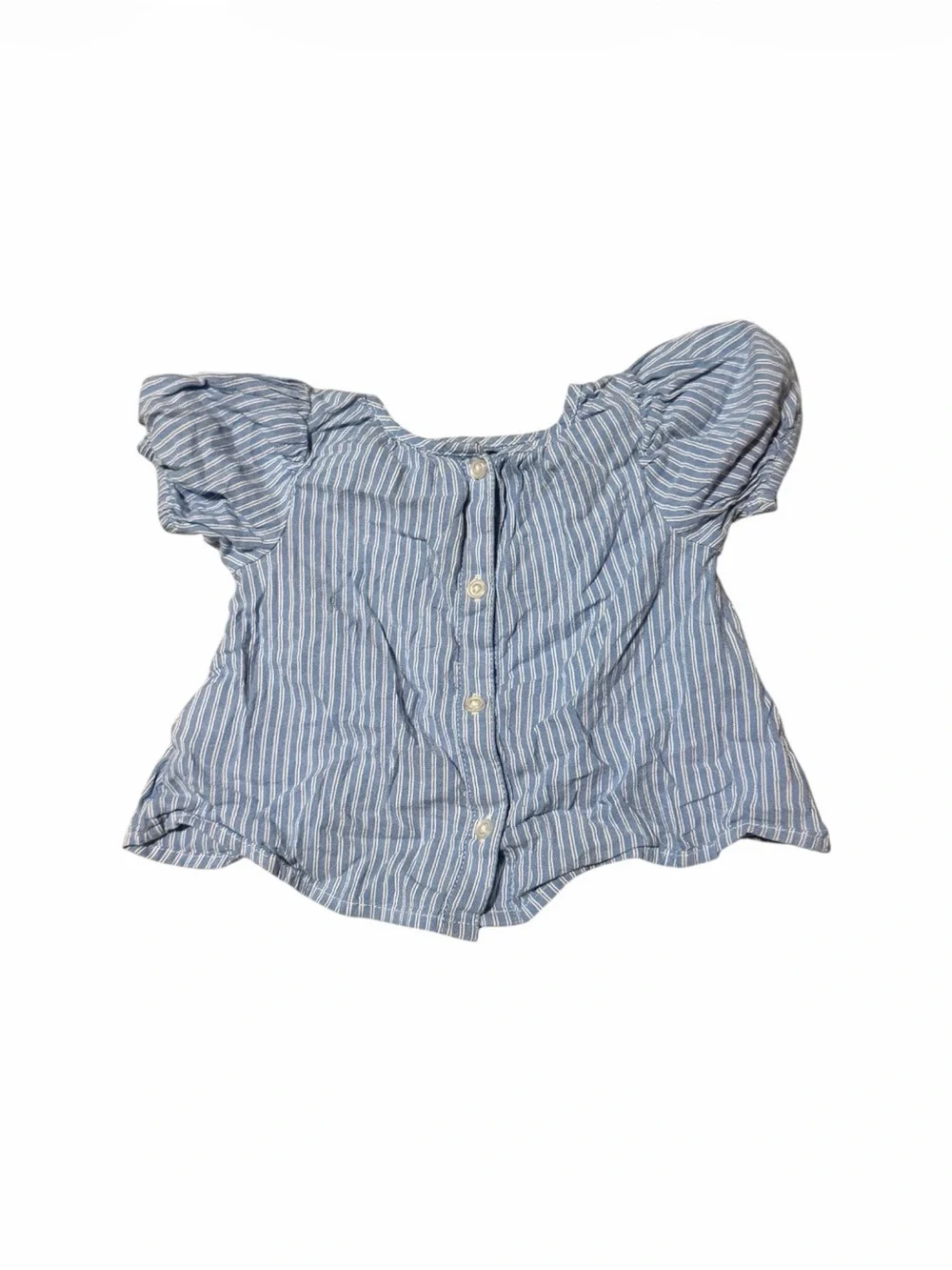 Old Navy Girls Blue Stripe Top Button Back